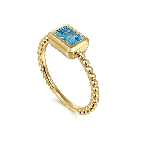 Yellow Gold Blue Topaz Ring Image 2 Mark Jewellers La Crosse, WI