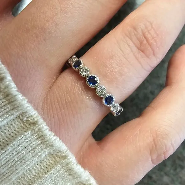 White Gold Sapphire & Diamond Ring Image 3 Mark Jewellers La Crosse, WI