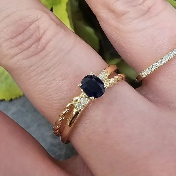 Yellow Gold Sapphire & Diamond Ring Image 3 Mark Jewellers La Crosse, WI