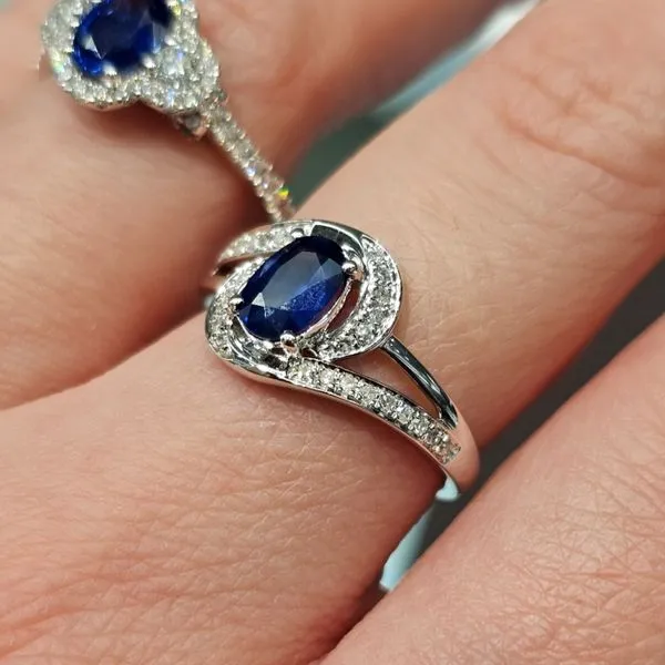 White Gold Sapphire & Diamond Ring Image 3 Mark Jewellers La Crosse, WI