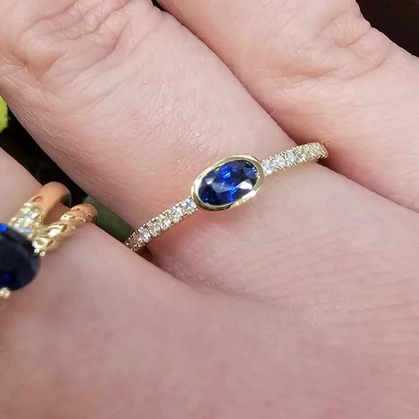 Yellow Gold Sapphire & Diamond Ring Image 3 Mark Jewellers La Crosse, WI