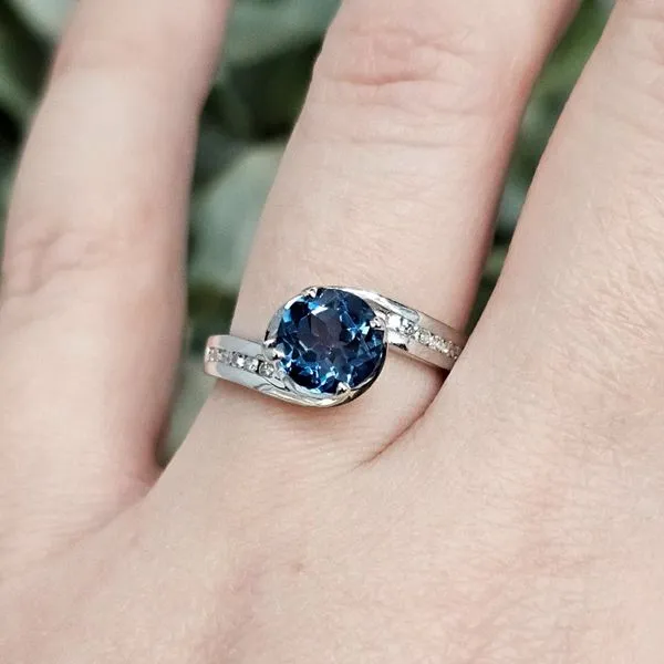 White Gold Blue Topaz Ring Image 3 Mark Jewellers La Crosse, WI