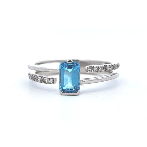 White Gold Blue Topaz & Diamond Ring Mark Jewellers La Crosse, WI