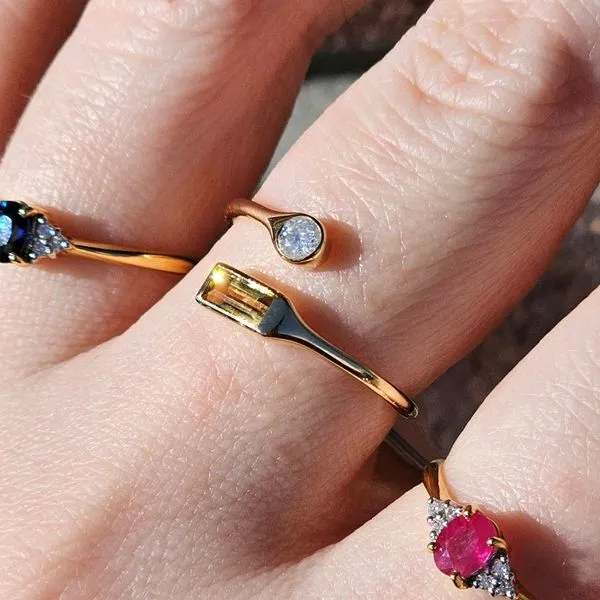 Yellow Gold Citrine & Diamond Ring Image 2 Mark Jewellers La Crosse, WI