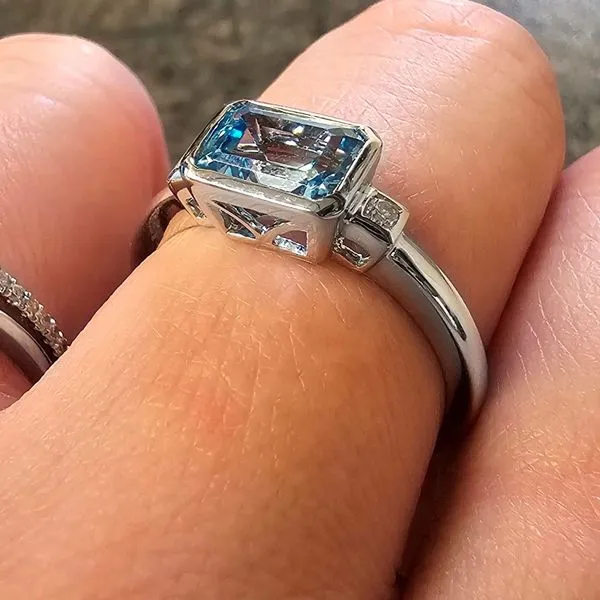 White Gold Blue Topaz Ring Image 3 Mark Jewellers La Crosse, WI