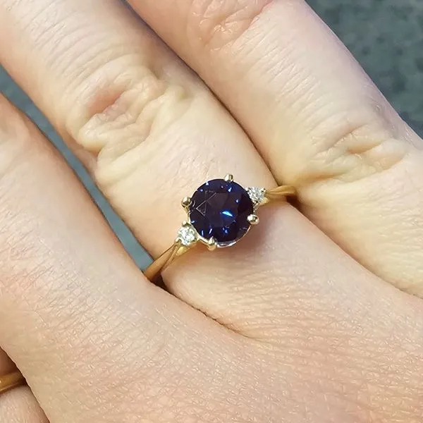 Yellow Gold Created Alexandrite & Diamond Ring Image 3 Mark Jewellers La Crosse, WI
