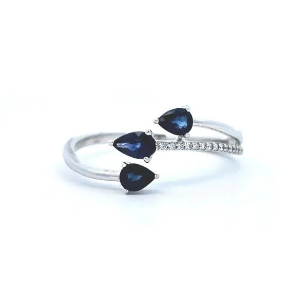 White Gold Sapphire & Diamond Bypass Ring Mark Jewellers La Crosse, WI