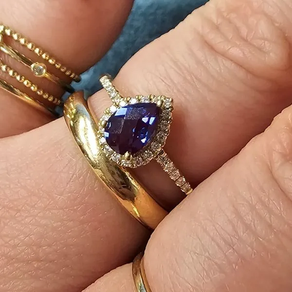 Yellow Gold Lab Grown Alexandrite Diamond Halo Ring Image 3 Mark Jewellers La Crosse, WI