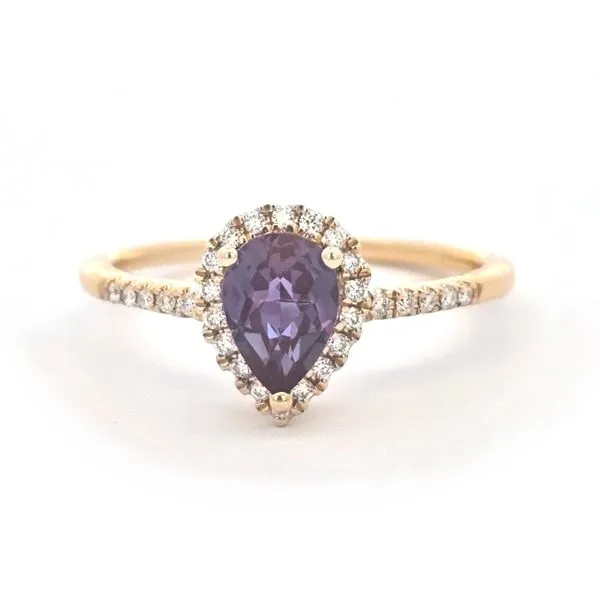 Yellow Gold Lab Grown Alexandrite Diamond Halo Ring Mark Jewellers La Crosse, WI