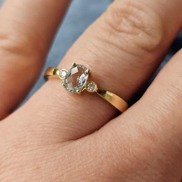 Yellow Gold Aquamarine & Diamond Ring Image 3 Mark Jewellers La Crosse, WI