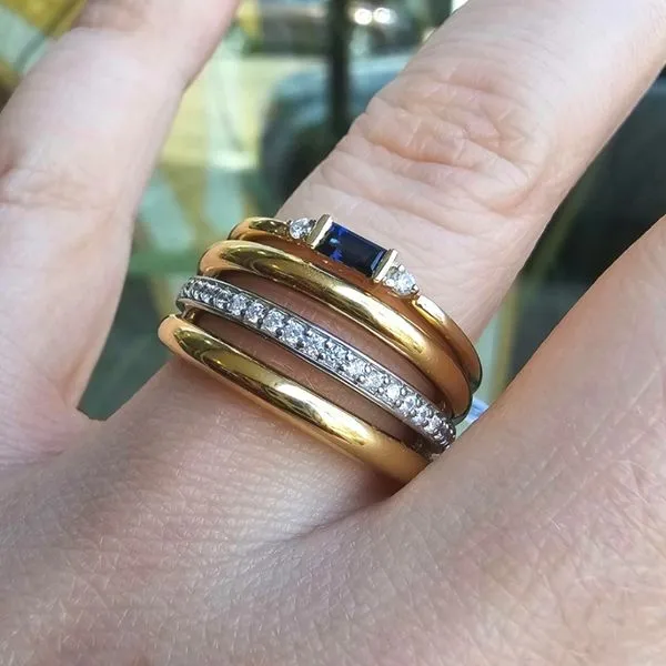 Gold-Plated Sterling CZ Three Row Band Image 2 Mark Jewellers La Crosse, WI