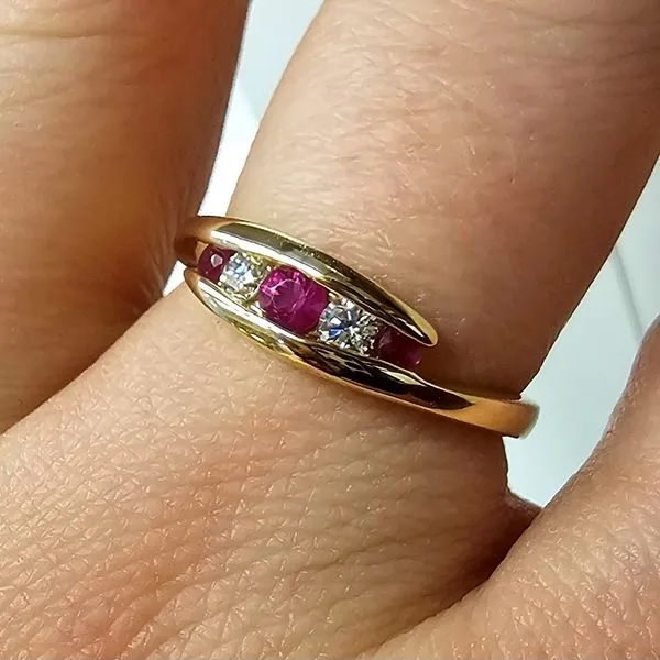 Yellow Gold Ruby & Diamond Ring Image 3 Mark Jewellers La Crosse, WI