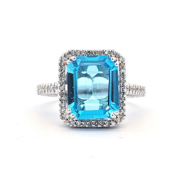 Sterling Blue Topaz Halo Ring Mark Jewellers La Crosse, WI