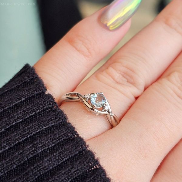 White Gold Aquamarine & Diamond Ring Image 3 Mark Jewellers La Crosse, WI