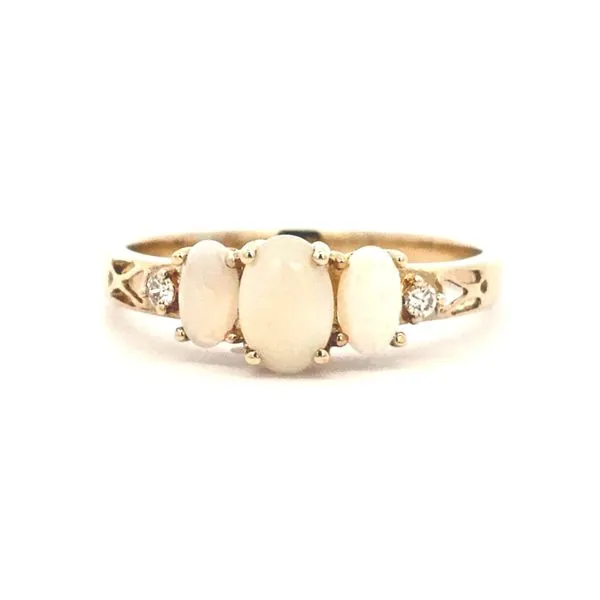 Yellow Gold Opal & Diamond Trilogy Ring Mark Jewellers La Crosse, WI