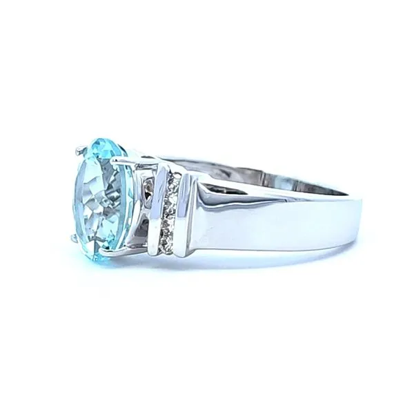 White Gold Aquamarine & Diamond Ring Image 2 Mark Jewellers La Crosse, WI