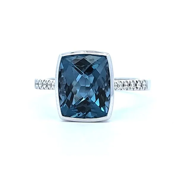 White Gold London Blue Topaz & Diamond Ring Mark Jewellers La Crosse, WI