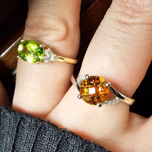 Yellow Gold Peridot & Diamond Ring Image 3 Mark Jewellers La Crosse, WI