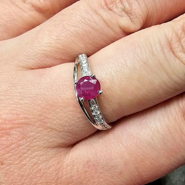 White Gold Ruby & Diamond Ring Image 3 Mark Jewellers La Crosse, WI