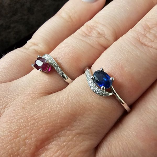 White Gold Ruby & Diamond Ring Image 2 Mark Jewellers La Crosse, WI