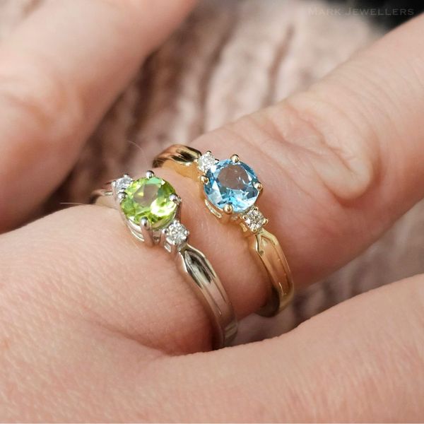 Yellow Gold Blue Topaz & Diamond Ring Image 3 Mark Jewellers La Crosse, WI