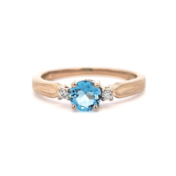 Yellow Gold Blue Topaz & Diamond Ring Mark Jewellers La Crosse, WI