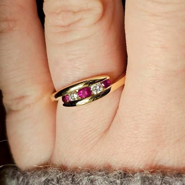 Yellow Gold Ruby & Diamond Ring Image 3 Mark Jewellers La Crosse, WI
