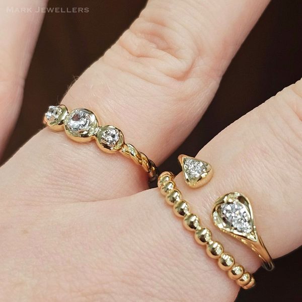 Yellow Gold White Sapphire Ring Image 3 Mark Jewellers La Crosse, WI