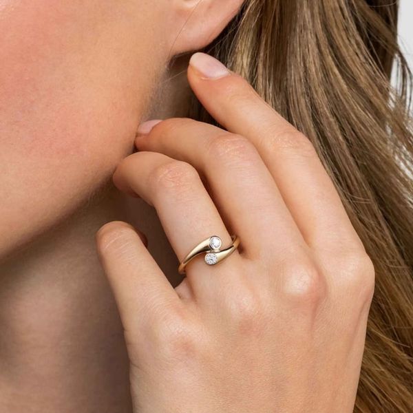 Yellow Gold White Sapphire & Diamond Ring Image 2 Mark Jewellers La Crosse, WI