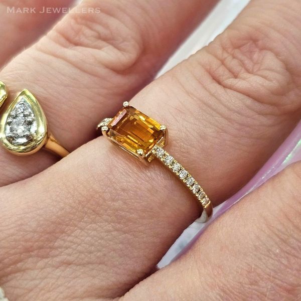 Yellow Gold Citrine & Diamond Ring Image 3 Mark Jewellers La Crosse, WI