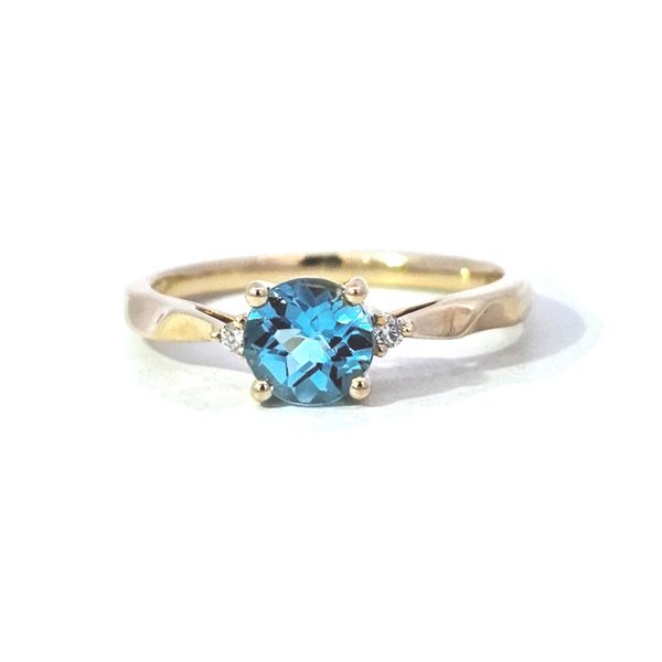 Yellow Gold Blue Topaz & Diamond Ring Mark Jewellers La Crosse, WI
