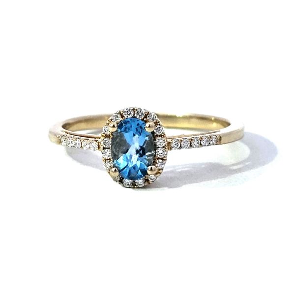 Yellow Gold Blue Topaz & Diamond Ring Mark Jewellers La Crosse, WI