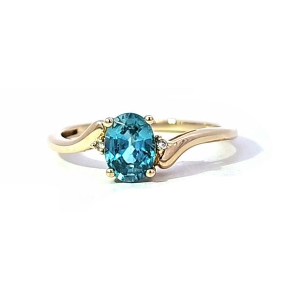 Yellow Gold Blue Zircon & Diamond Ring Mark Jewellers La Crosse, WI