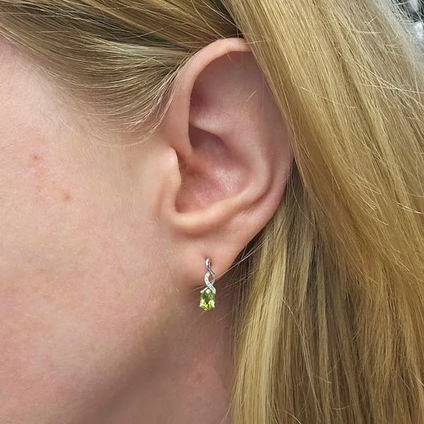 White Gold Peridot Earrings Image 2 Mark Jewellers La Crosse, WI
