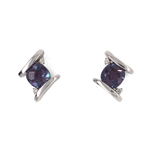 White Gold Created Alexandrite Earrings Mark Jewellers La Crosse, WI