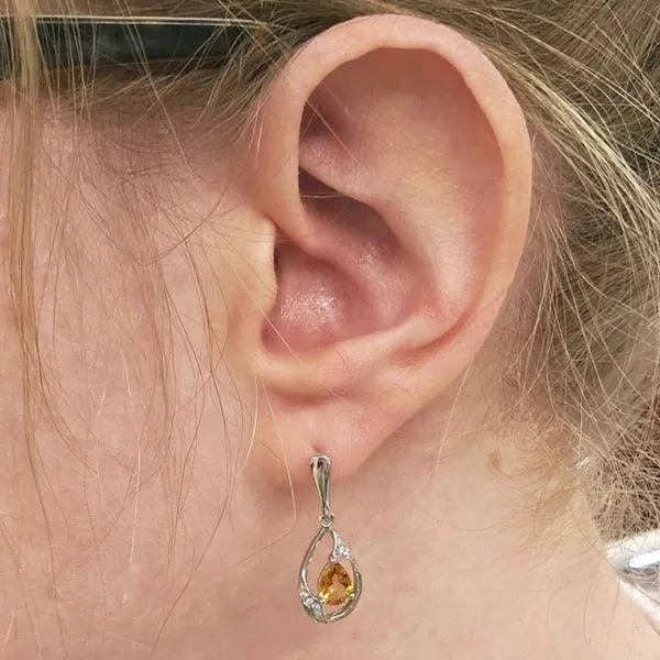 White Gold Citrine Earrings Image 3 Mark Jewellers La Crosse, WI