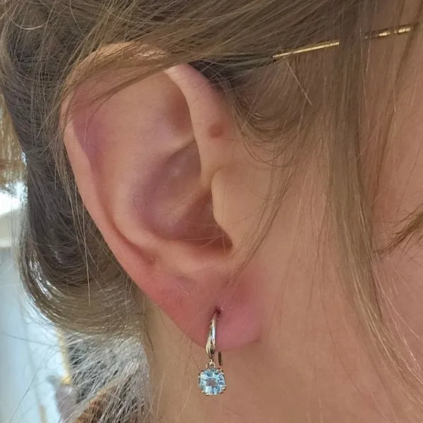 White Gold Blue Topaz Earrings Image 2 Mark Jewellers La Crosse, WI