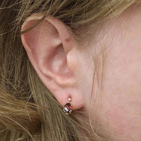 Yellow Gold Garnet Earrings Image 2 Mark Jewellers La Crosse, WI