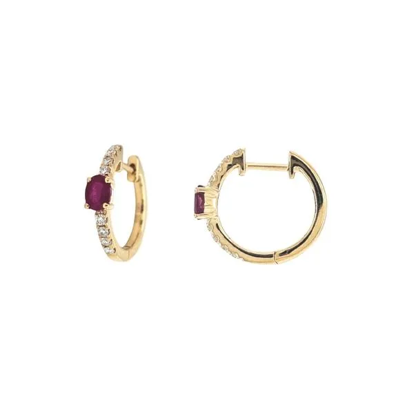 Yellow Gold Ruby & Diamond Earrings Mark Jewellers La Crosse, WI