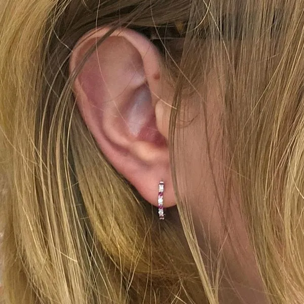 White Gold Ruby & Diamond Earrings Image 2 Mark Jewellers La Crosse, WI