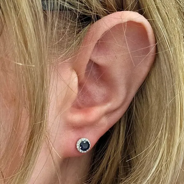 White Gold Sapphire & Diamond Earrings Image 3 Mark Jewellers La Crosse, WI