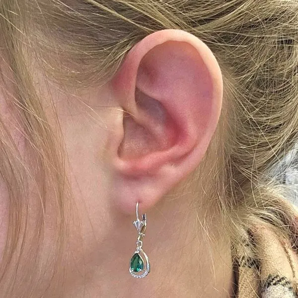 Sterling Created Emerald Earrings Image 3 Mark Jewellers La Crosse, WI