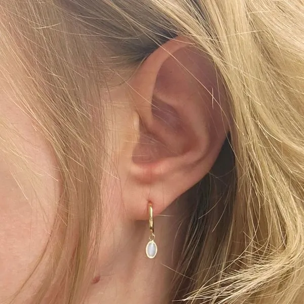 Yellow Gold Hoop Opal Drop Earrings Image 3 Mark Jewellers La Crosse, WI