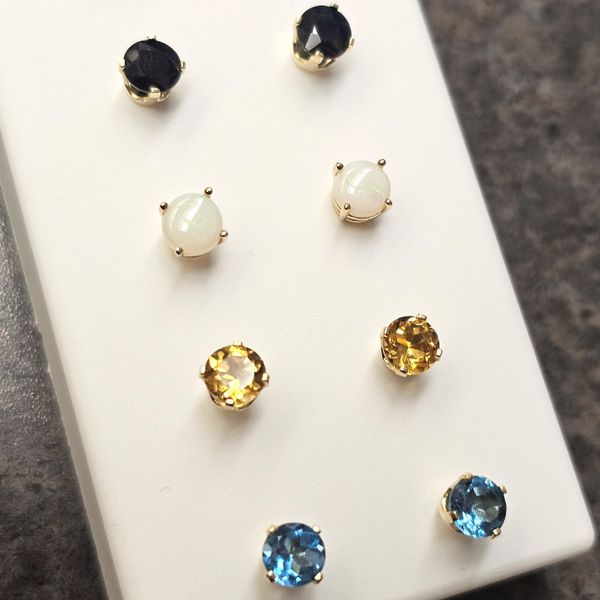 Yellow Gold Opal Earrings Image 3 Mark Jewellers La Crosse, WI