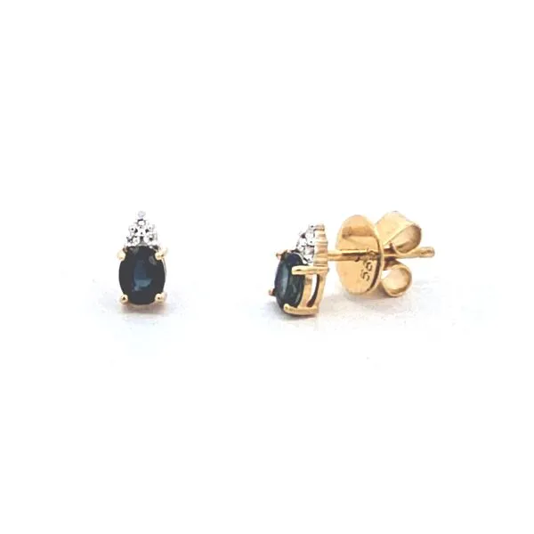 Yellow Gold Sapphire & Diamond Stud Earrings Mark Jewellers La Crosse, WI