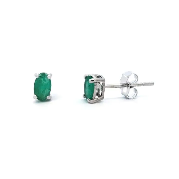White Gold Emerald Stud Earrings Mark Jewellers La Crosse, WI
