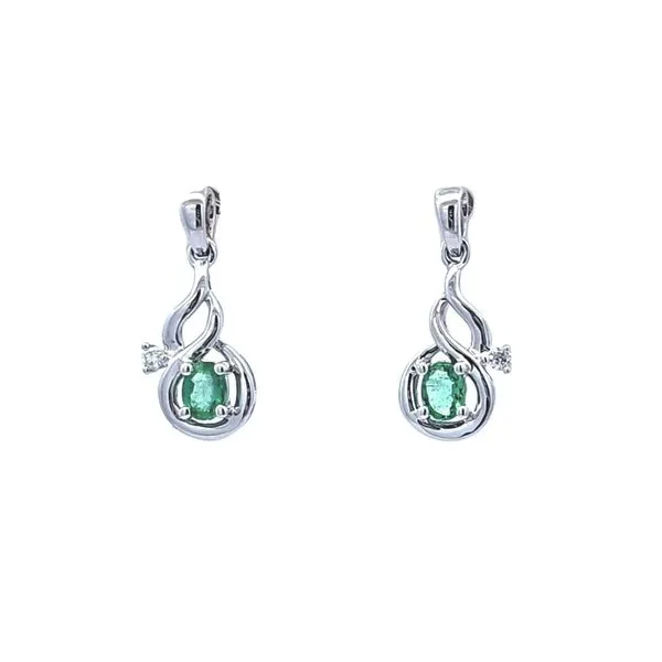 White Gold Emerald & Diamond Earrings Mark Jewellers La Crosse, WI