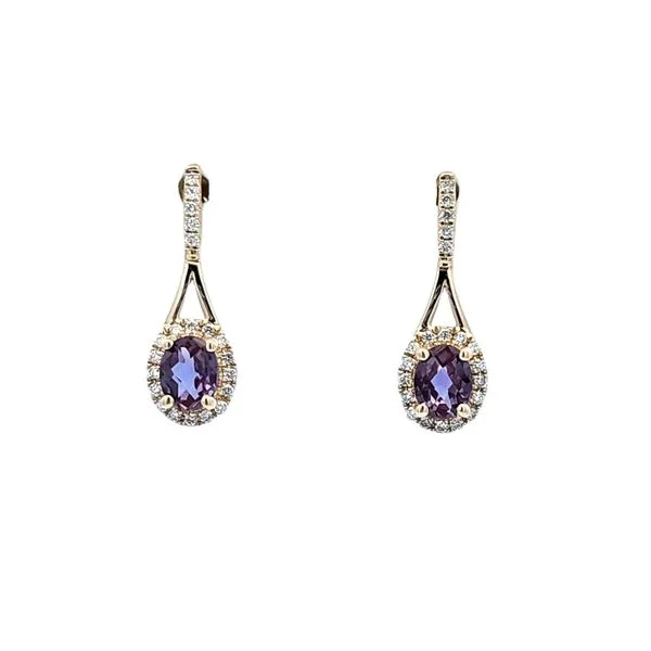 Yellow Gold Created Alexandrite & Diamond Earrings Mark Jewellers La Crosse, WI