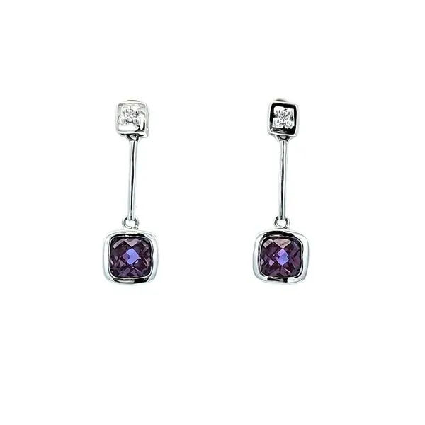 White Gold Created Alexandrite & Diamond Earrings Mark Jewellers La Crosse, WI
