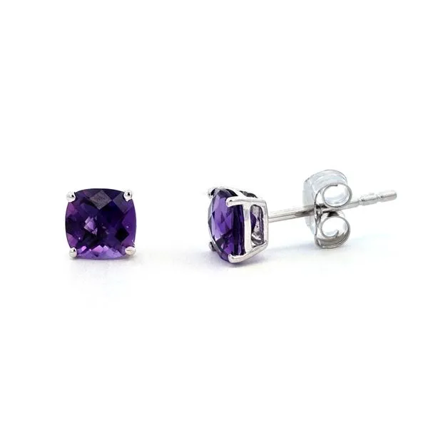 White Gold Amethyst Stud Earrings Mark Jewellers La Crosse, WI
